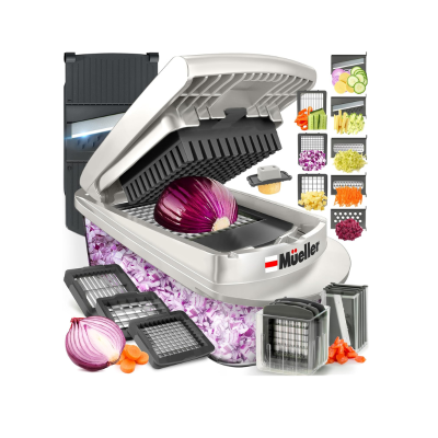 Alligator Chopper Mueller Pro-Series 10-in-1, 8 Blade Vegetable Chopper, Onion Mincer, Cutter, Dicer, Egg Slicer with Container