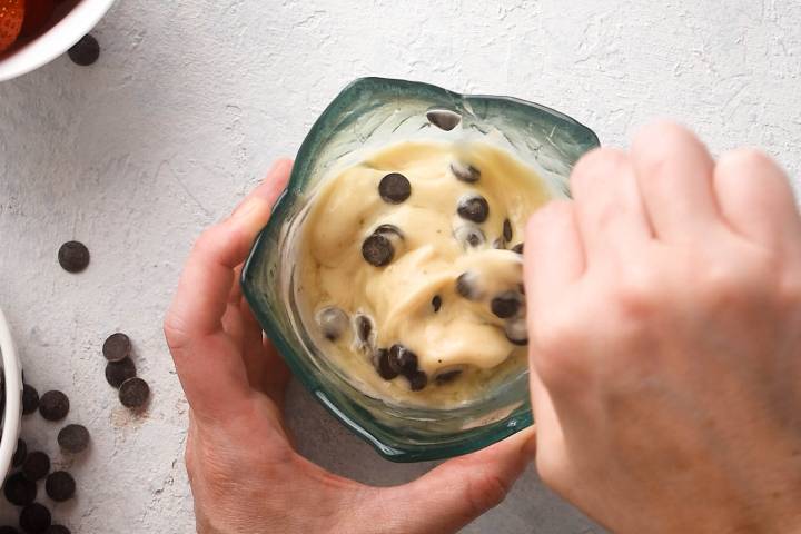 Banana Nice Cream (5 Flavor Ideas!) Banana ice cream with chocolate chips.