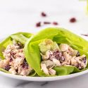 Chicken Salad Lettuce Wraps Chicken salad lettuce wraps with homemade cranberry and celery chicken salad wrapped in a butter lettuce leaf.