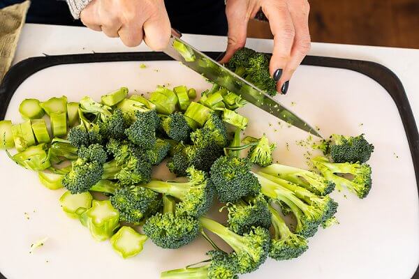 chopping broccoli
