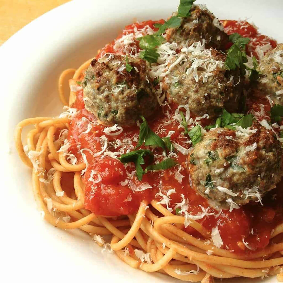 Beef and Ricotta Meatballs on a plate