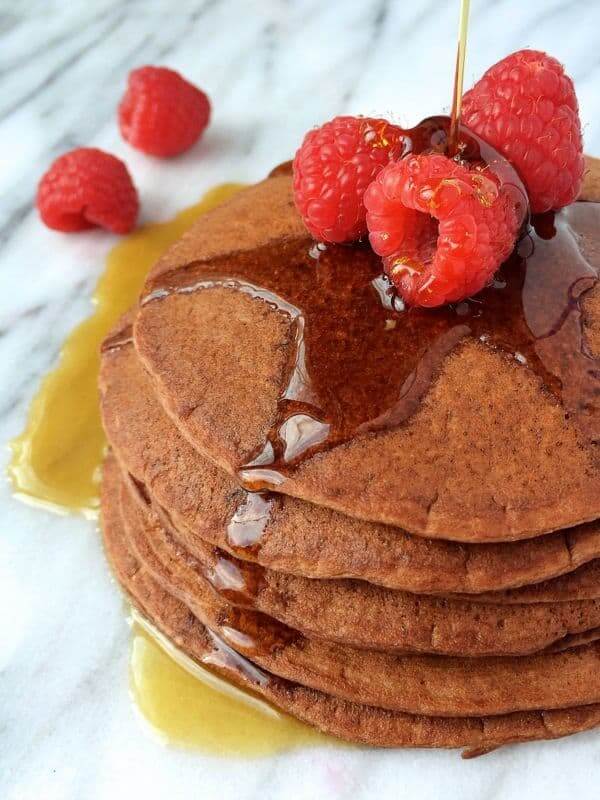Chococlate Peanut Butter Protein Pancakes - The Lemon Bowl