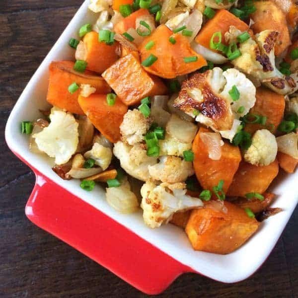 Balsamic Roasted Cauliflower, Sweet Potatoes and Onions - The Lemon Bowl