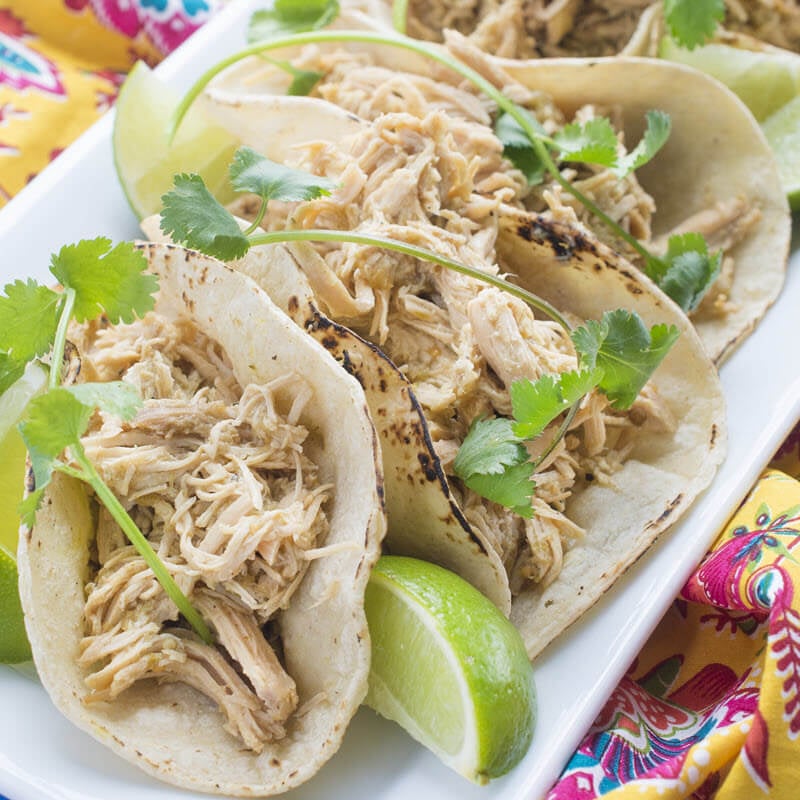 Slow Cooker Salsa Verde Chicken Tacos