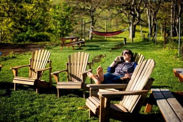 Liz Lounging at Winery in Hood River