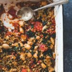 Cozy Gratin with Butter Roasted Tomatoes, Beans, and Kale