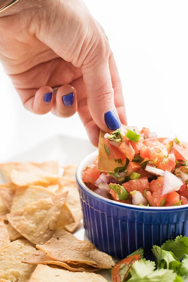 The ultimate party appetizer, this authentic pico de gallo recipe is easy to make and always a crowd-pleaser! Can be prepared mild, medium or hot. Easy Homemade Pico de Gallo