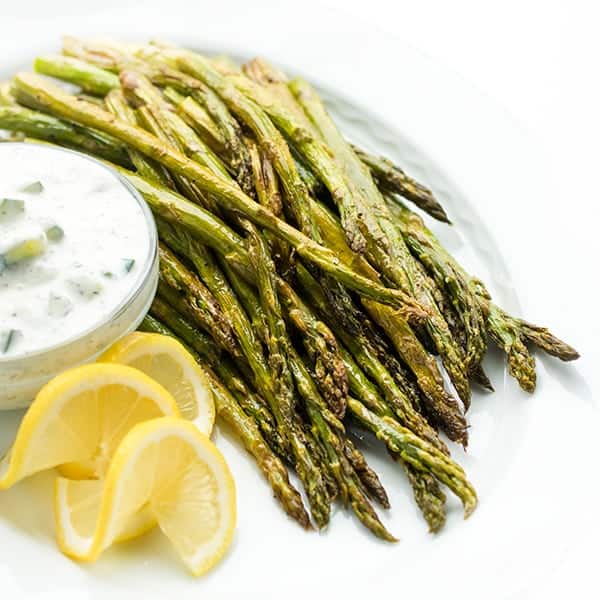 Roasted Asparagus with Tzatziki