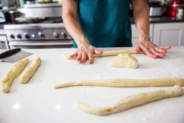 Rolling Out Challah Braids