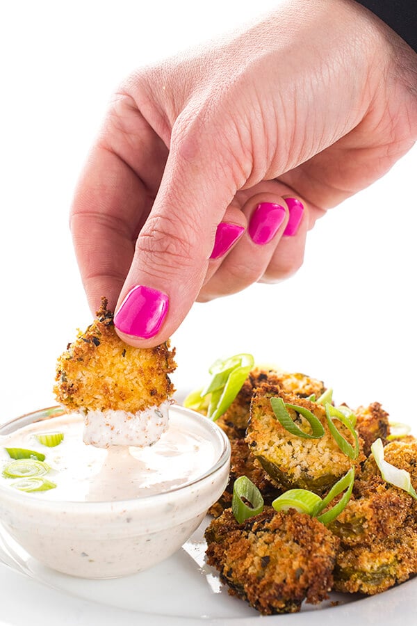 Fried Pickle Chips with Cajun Buttermilk Ranch