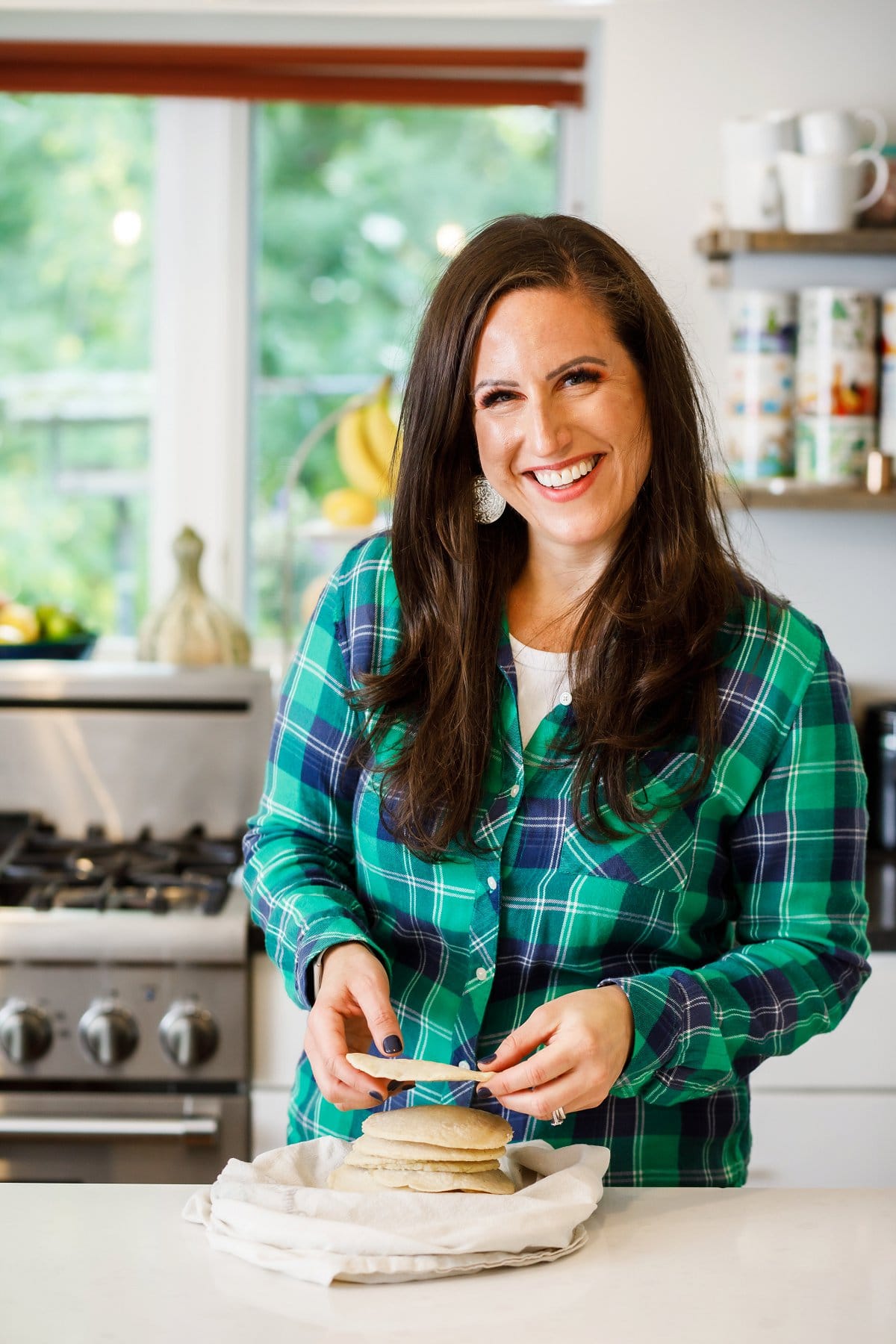 Liz with corn tortillas