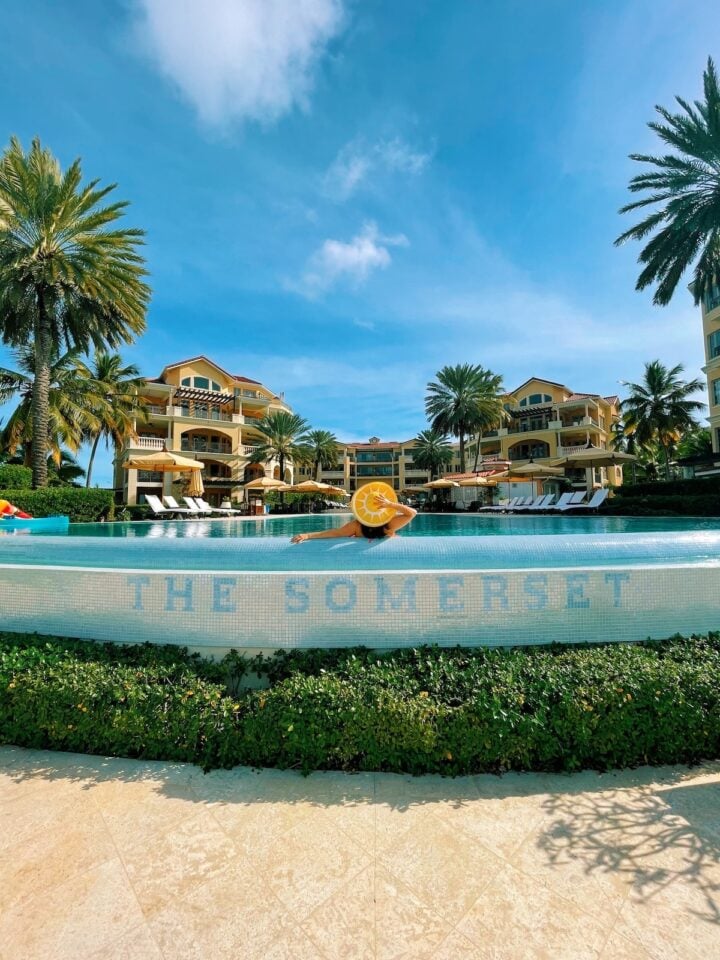 Liz in the pool at the somerset turks and caicos