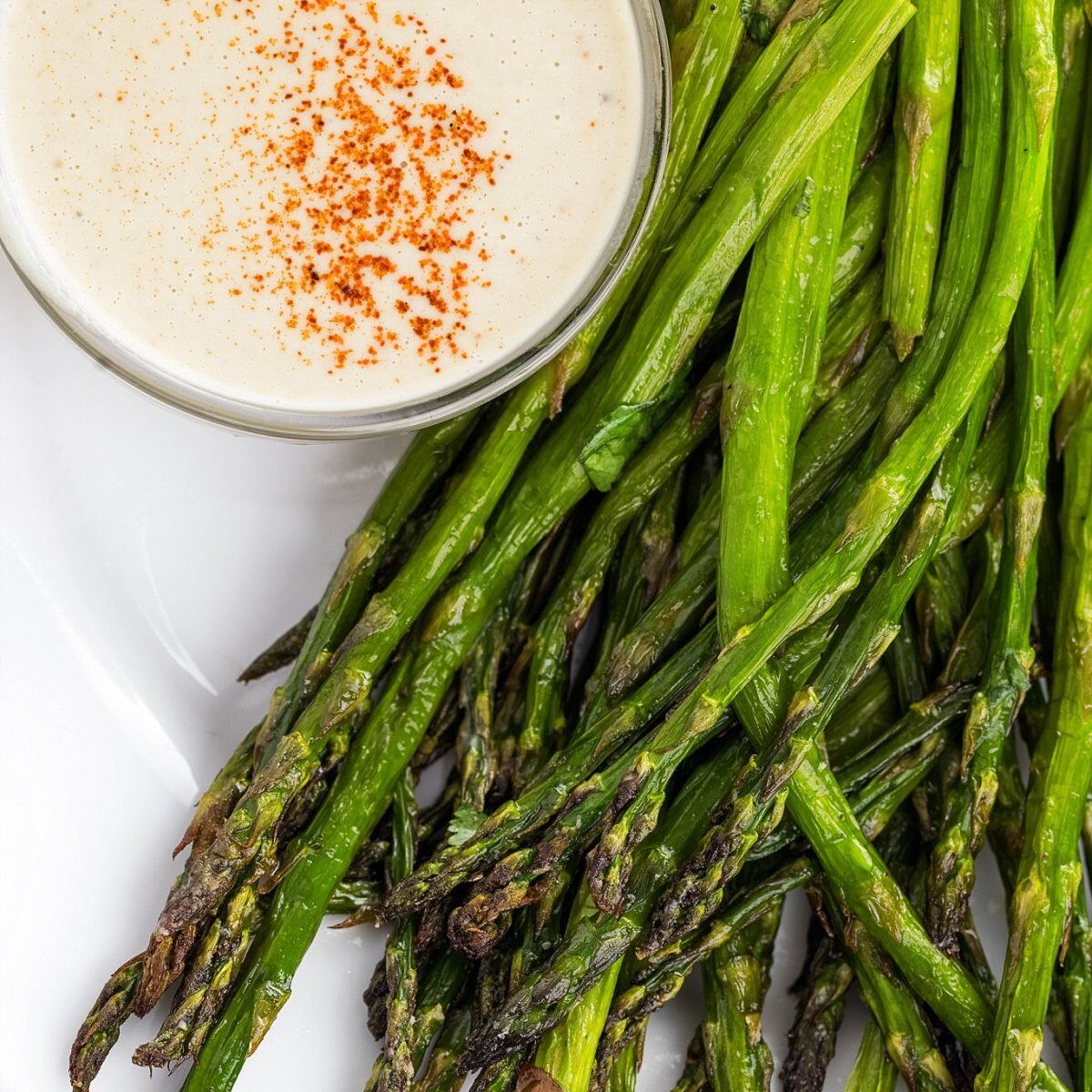 Broiled Asparagus with Tahini Dipping Sauce