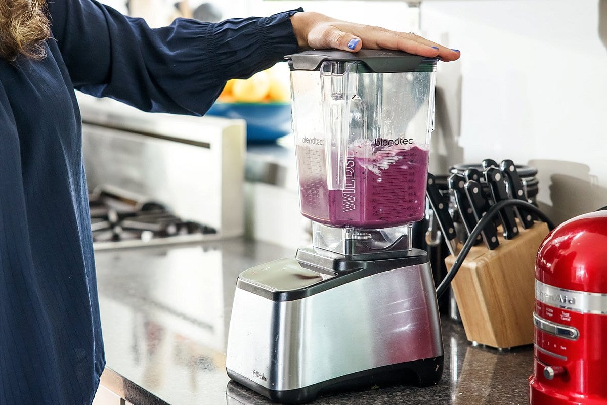 Blueberry Cinnamon Smoothie being blended