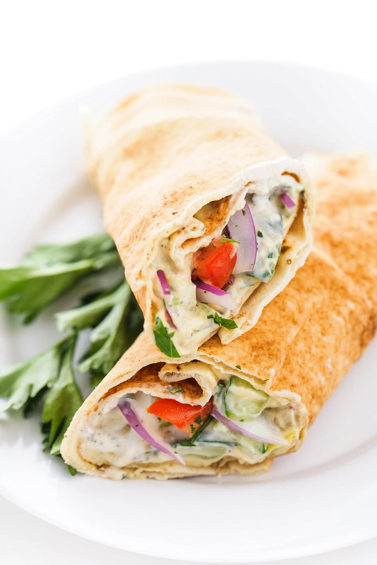 Lebanese salad wraps close up