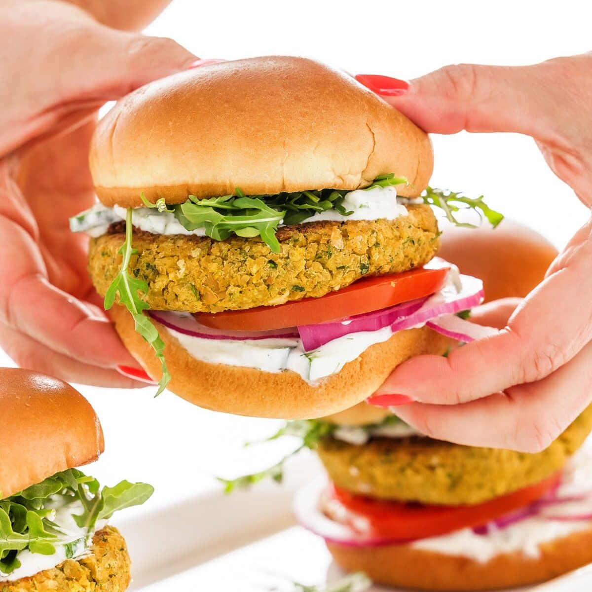 Vegetarian Chickpea Burgers with Tzatziki Sauce