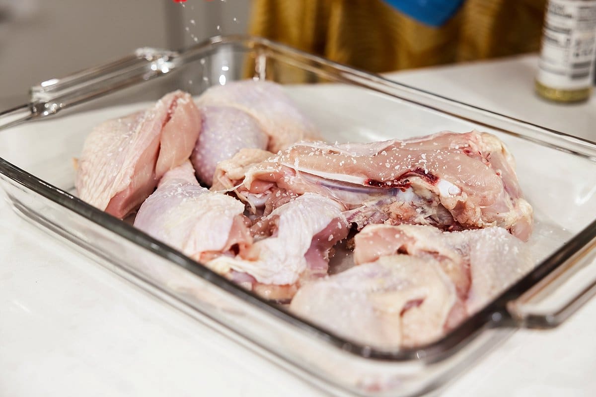 adding salt to raw chicken