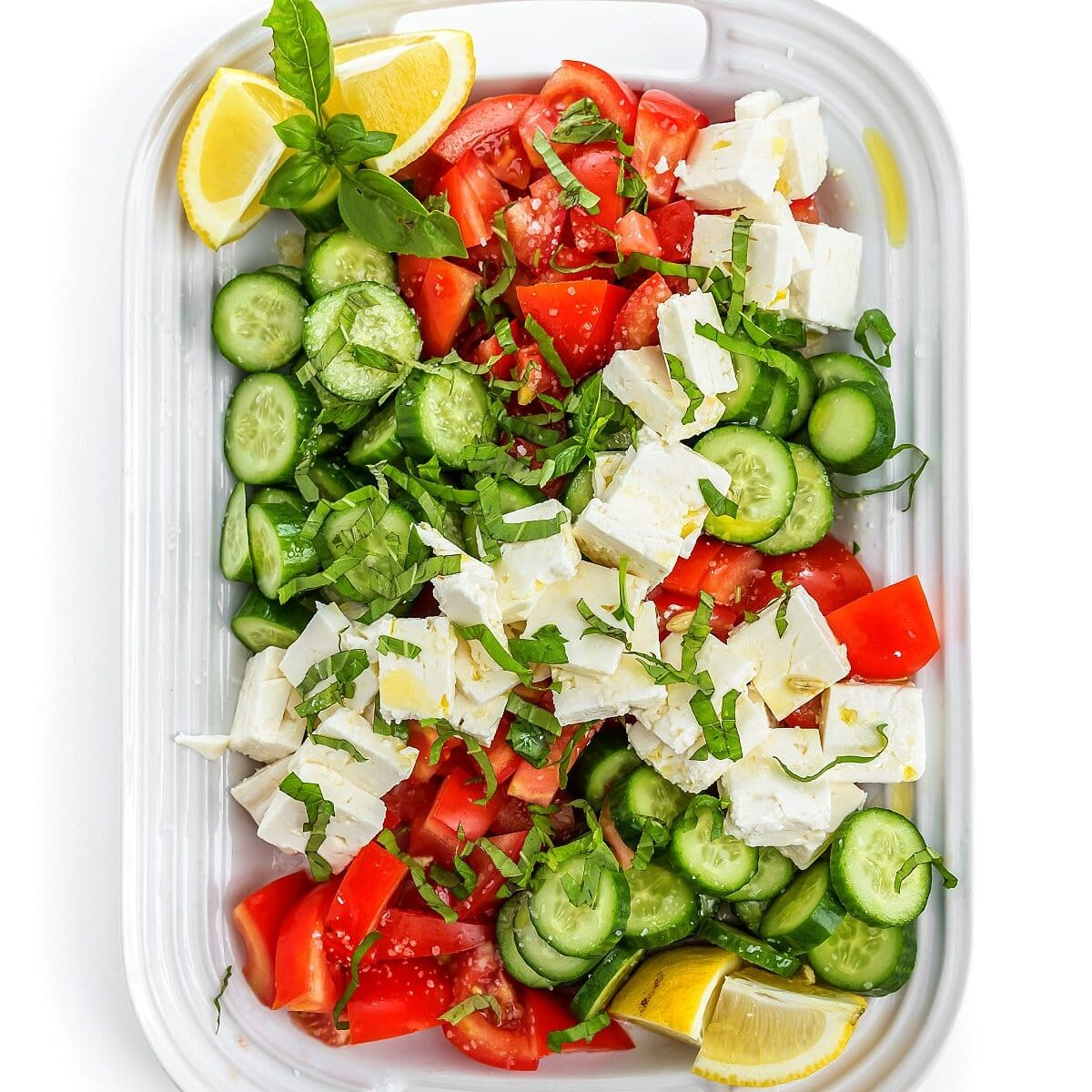 Tomato Cucumber Salad with Feta and Basil
