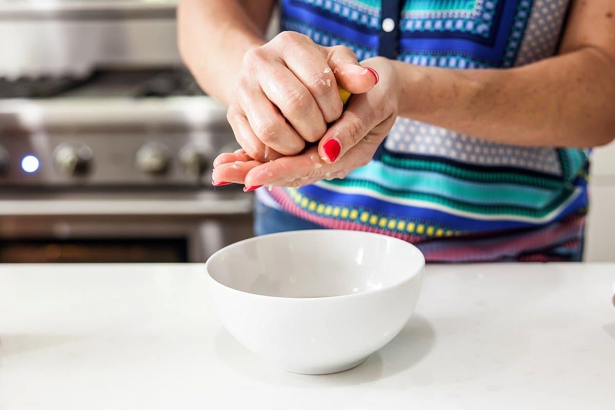 Liz squeezing lemon juice