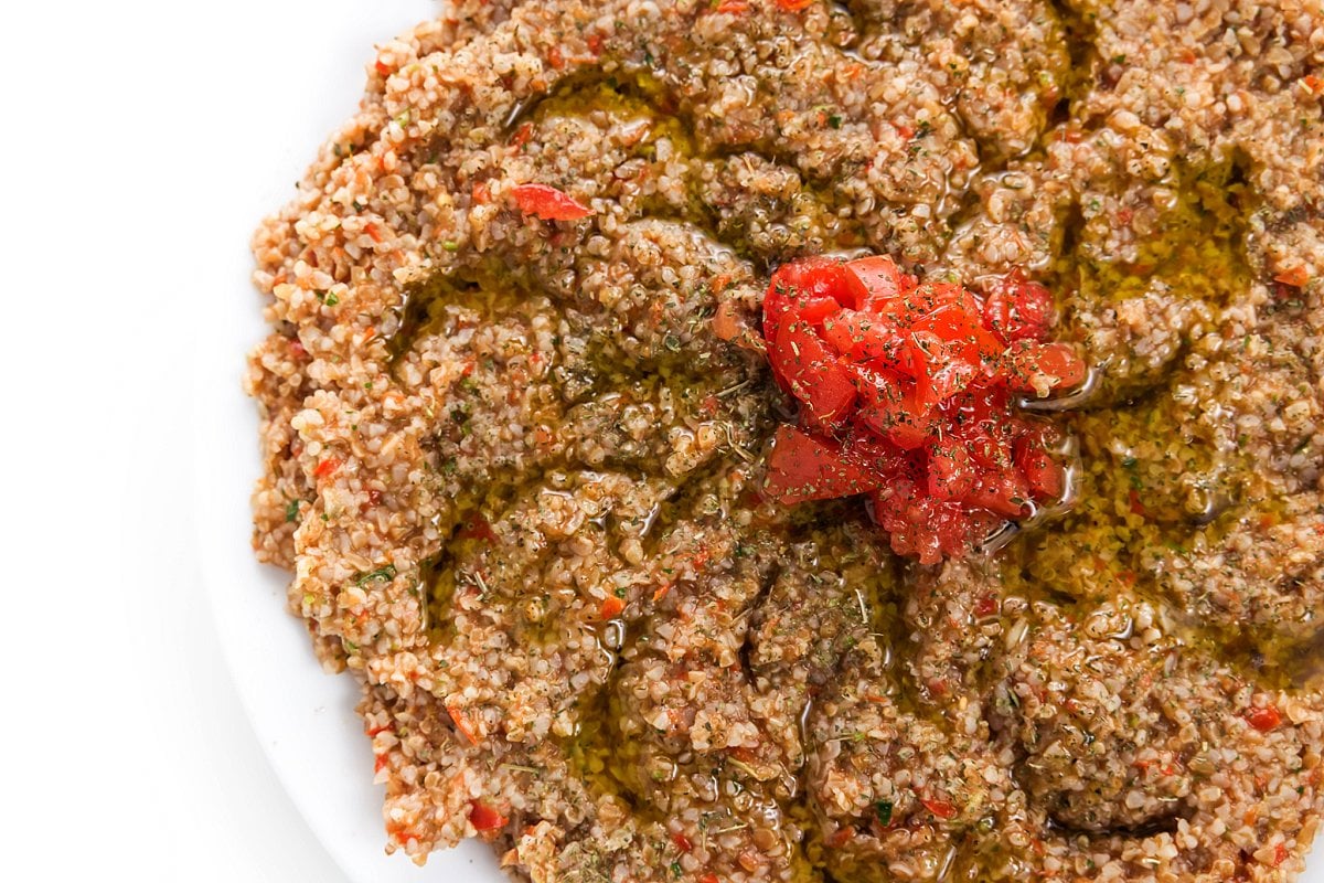 Vegan tomato kibbeh.
