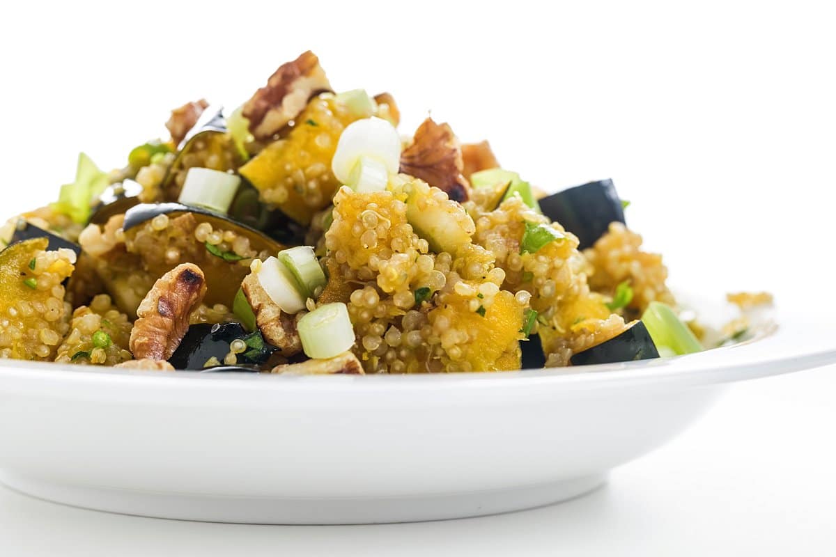 Quinoa salad with acorn squash and apples.