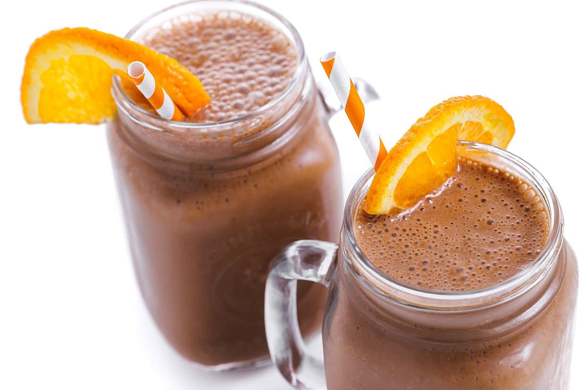 Chocolate orange protein smoothies.