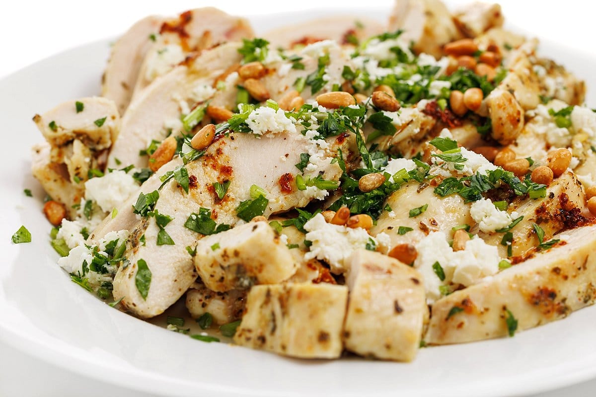 Greek style baked chicken breasts.