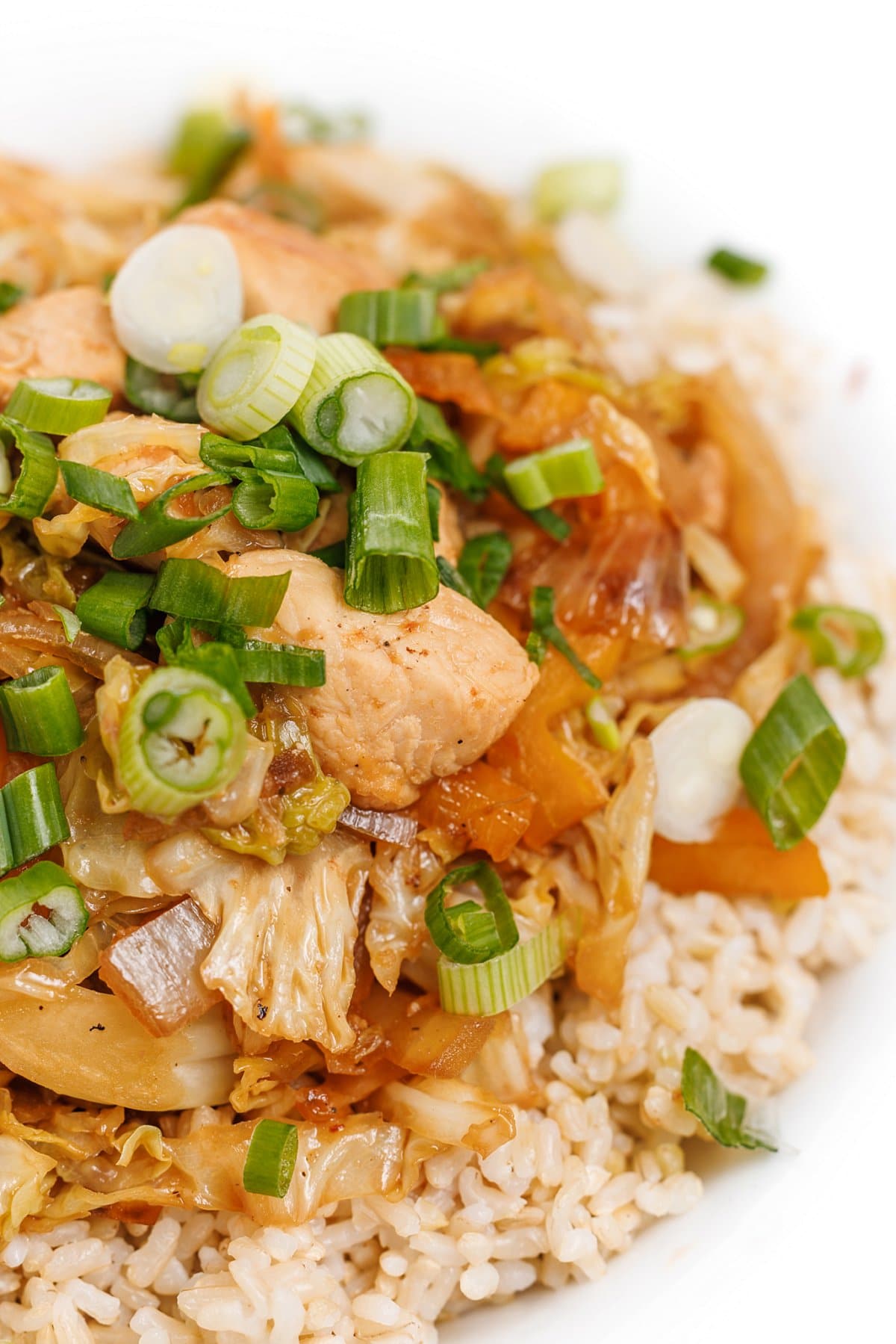 Sesame chicken & Napa cabbage stir-fry.