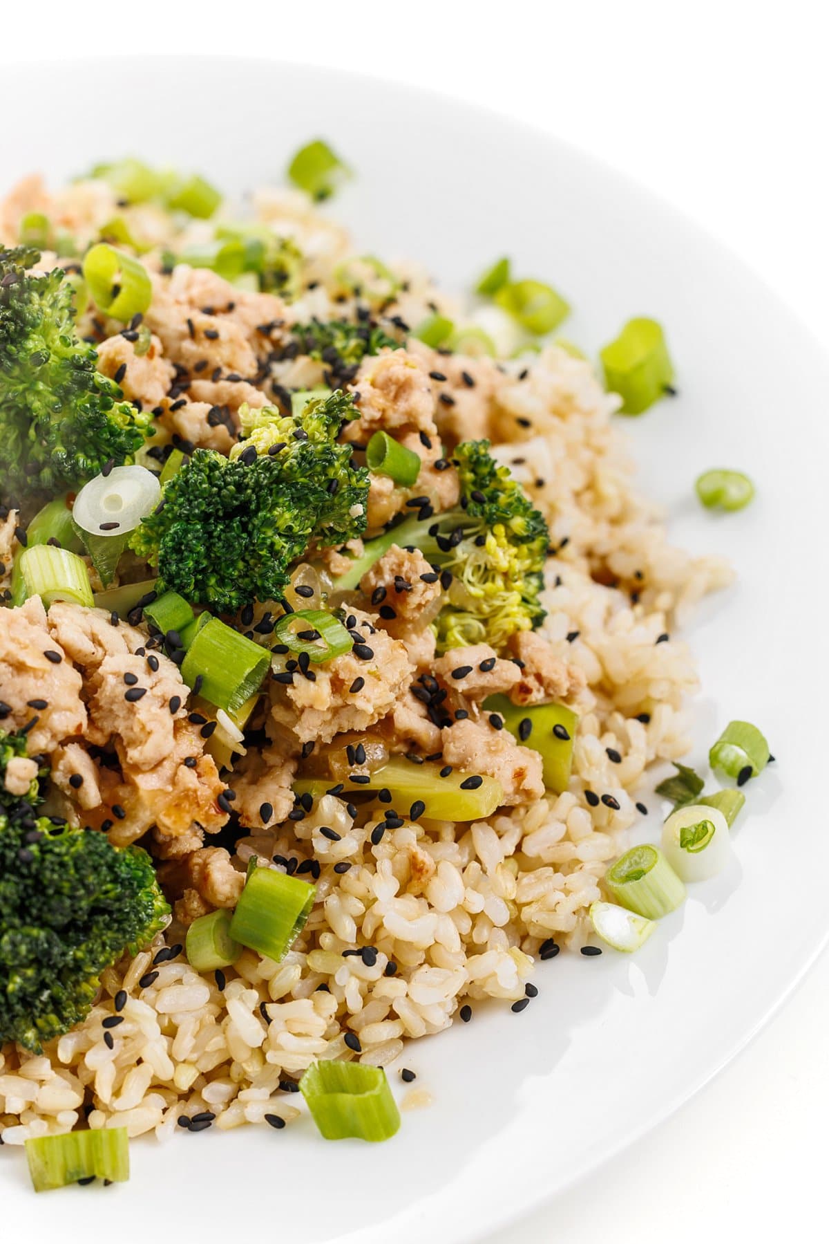 Brown rice and ground turkey stir fry.