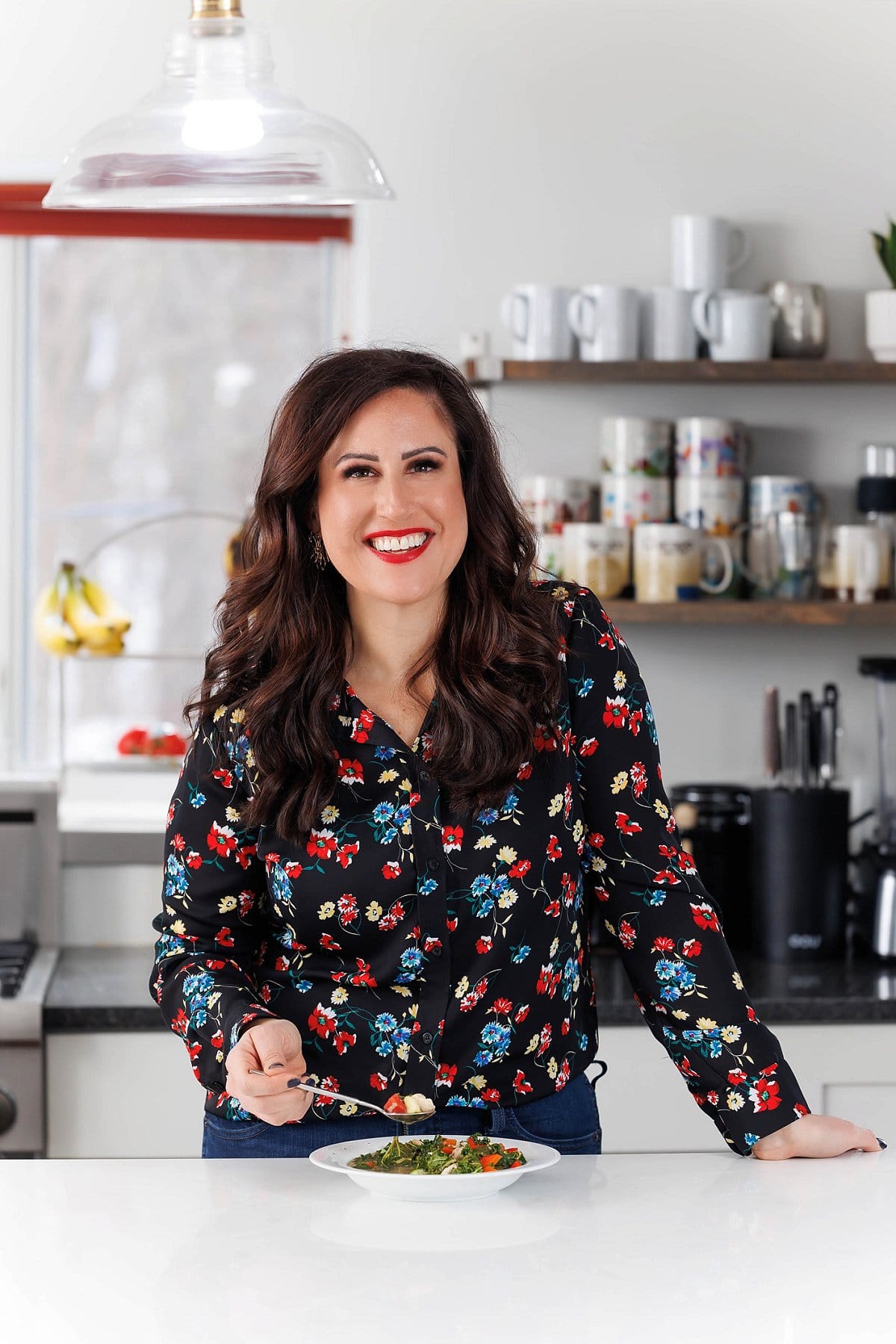 Liz eating Slow Cooker Italian chicken soup.