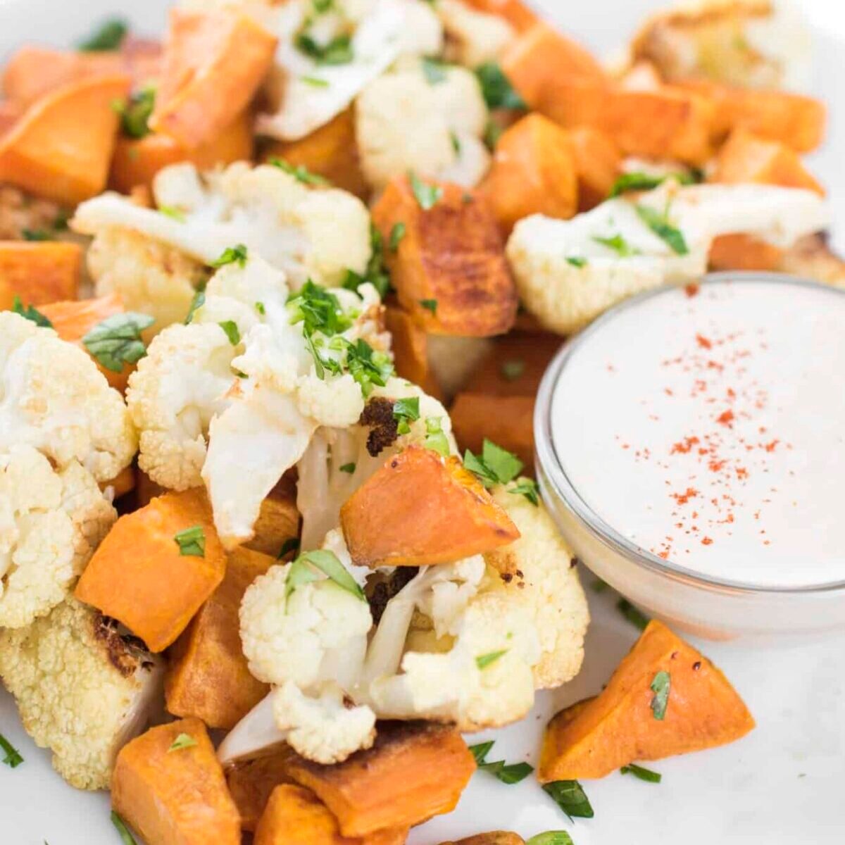 Roasted Vegetables with Tahini Lemon Sauce