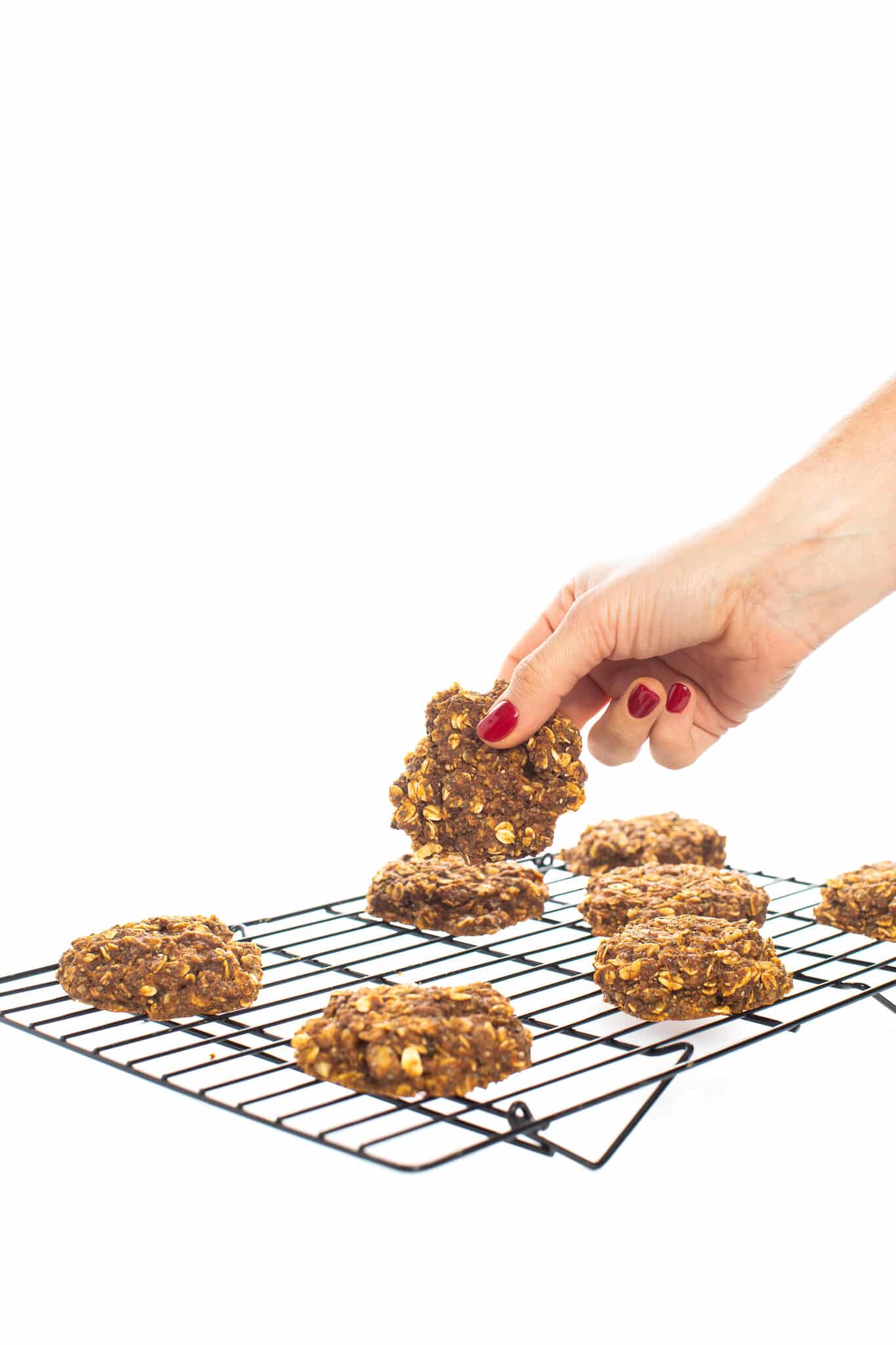 Grabbing pumpkin oatmeal breakfast cookies.
