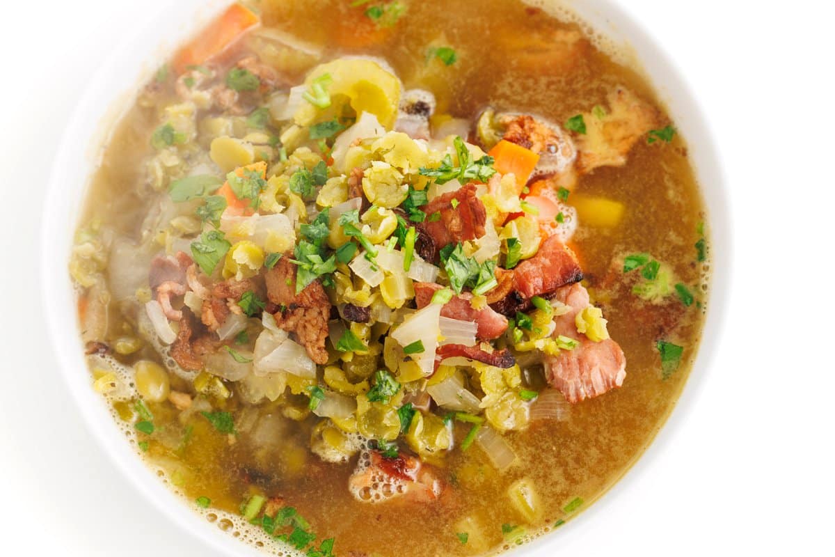 Slow cooker split pea and bacon soup.