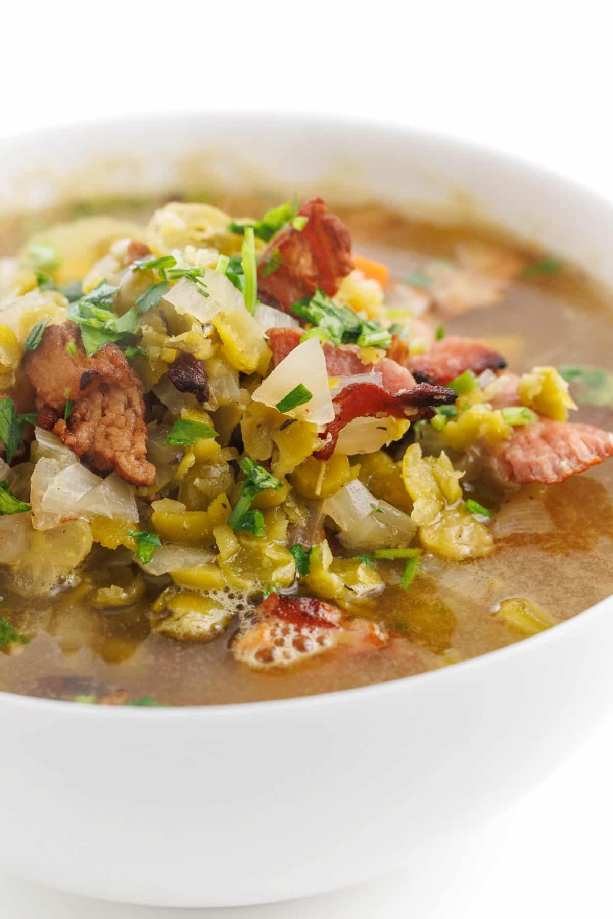 Slow cooker split pea and bacon soup.
