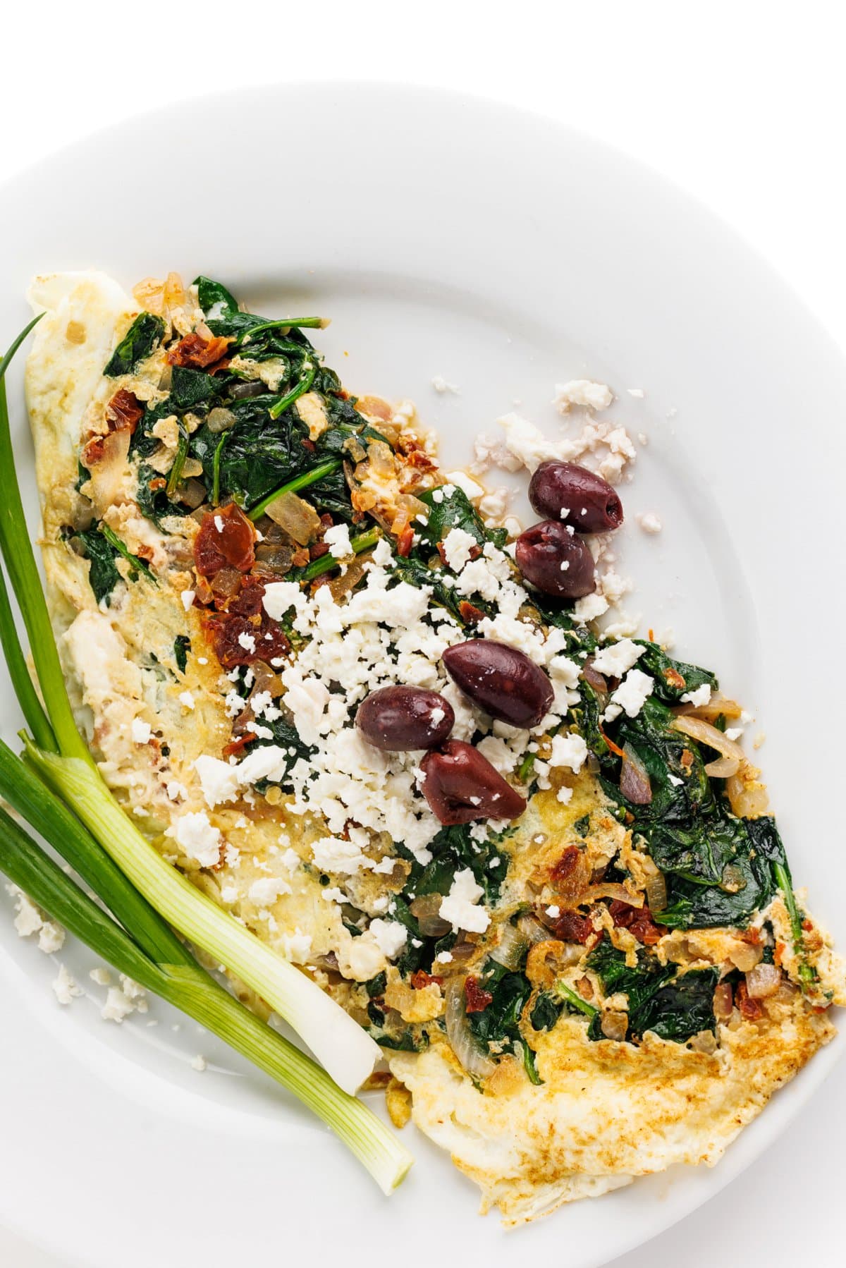 Feta and spinach egg white omelette with kalamata olives.