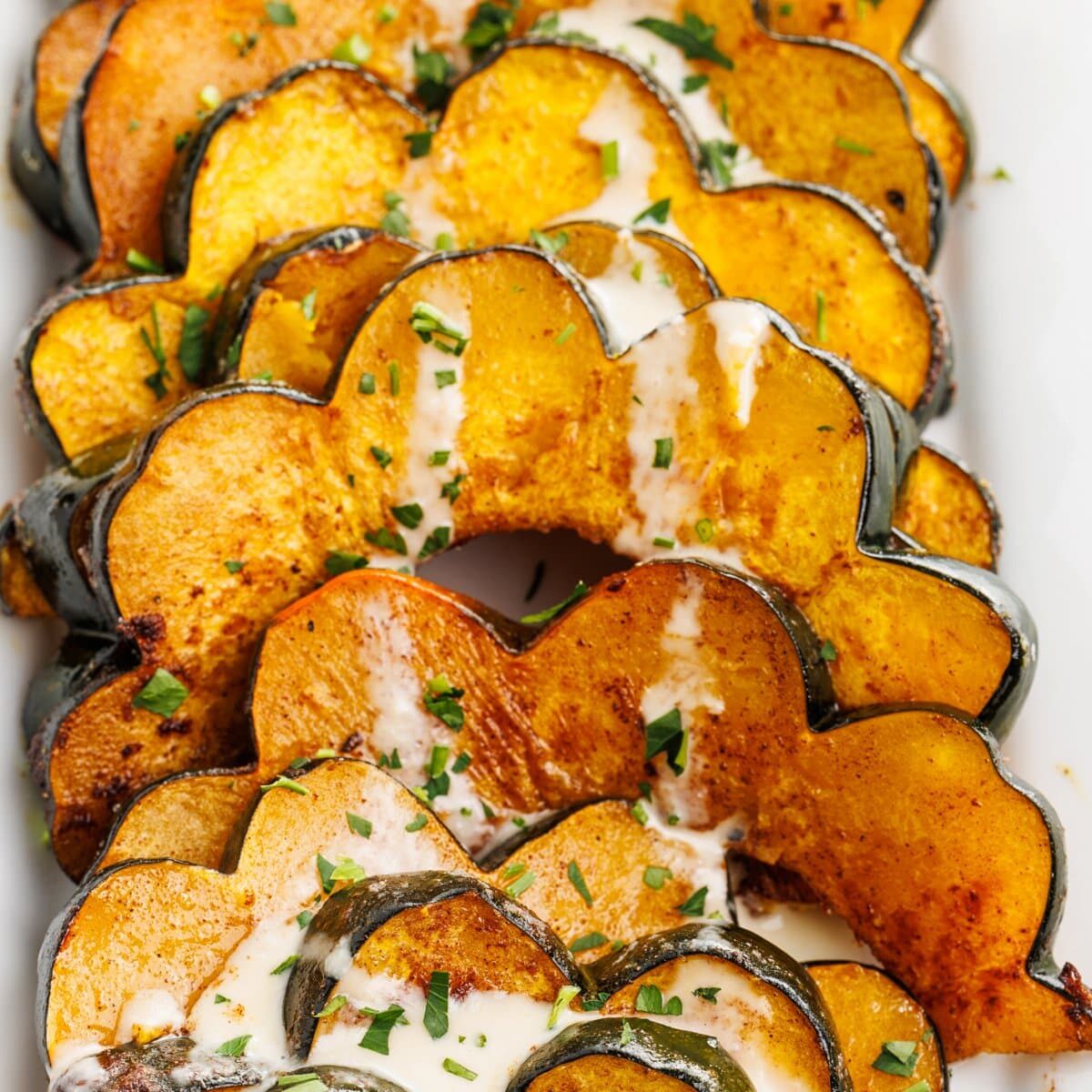 Roasted Acorn Squash with Tahini Sauce