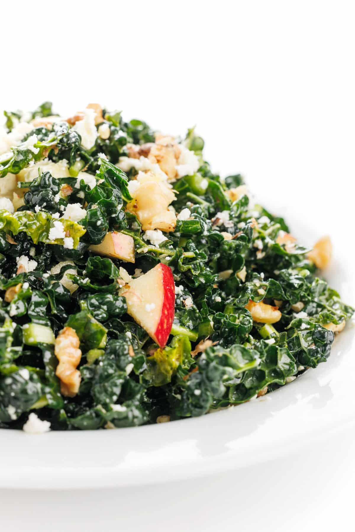 Kale salad with apples and walnuts.