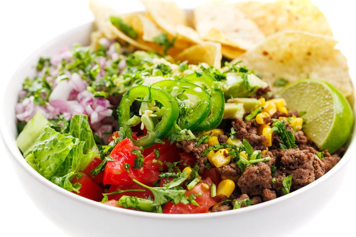 Ground beef taco bowl, another healthy make-ahead lunch.