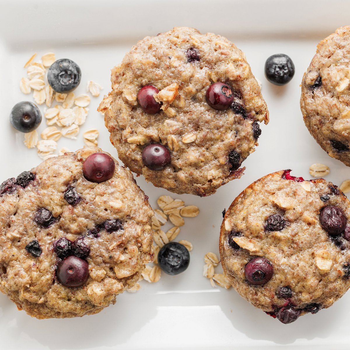 Blueberry banana flaxseed muffins.