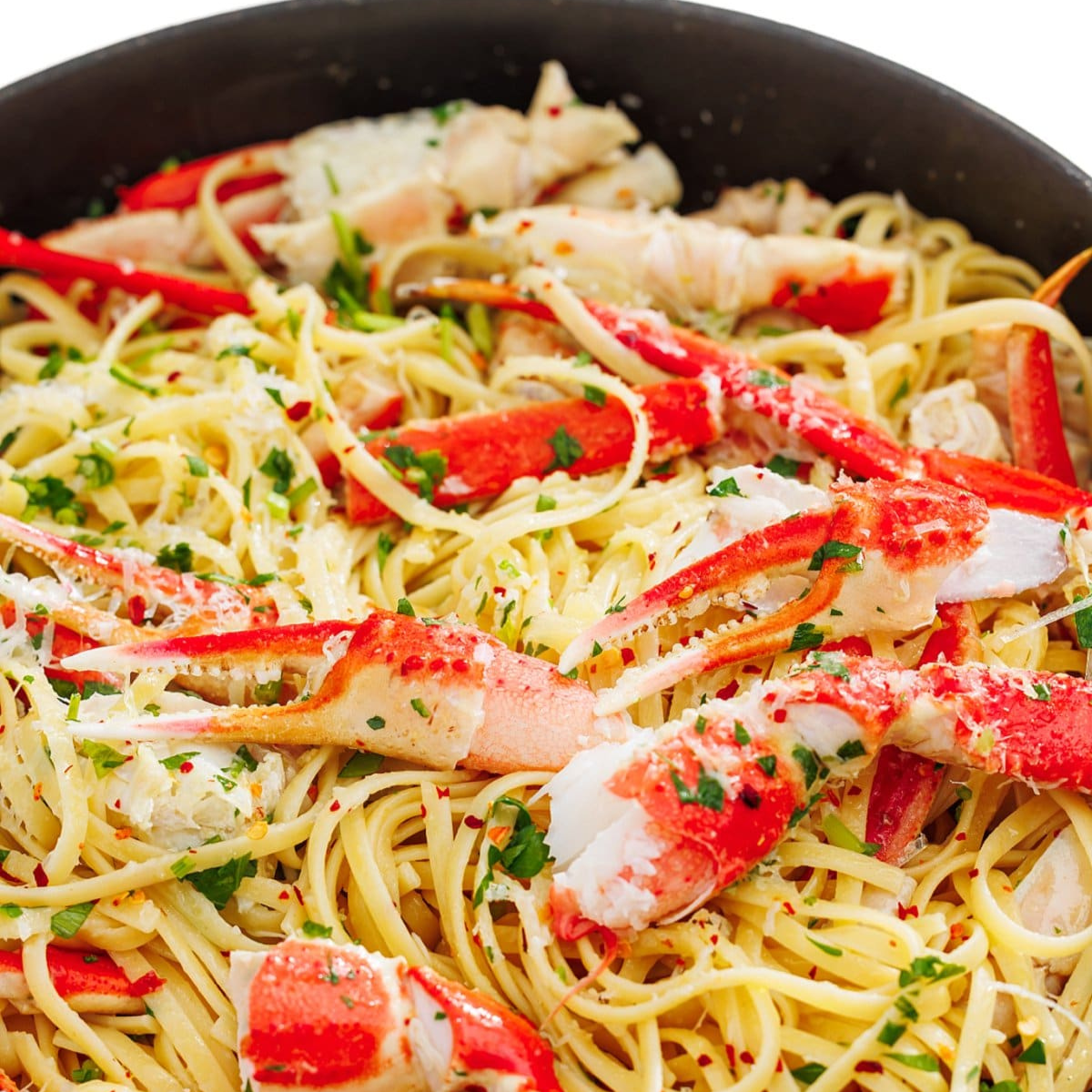 Crab Linguine in a White Wine Garlic Sauce