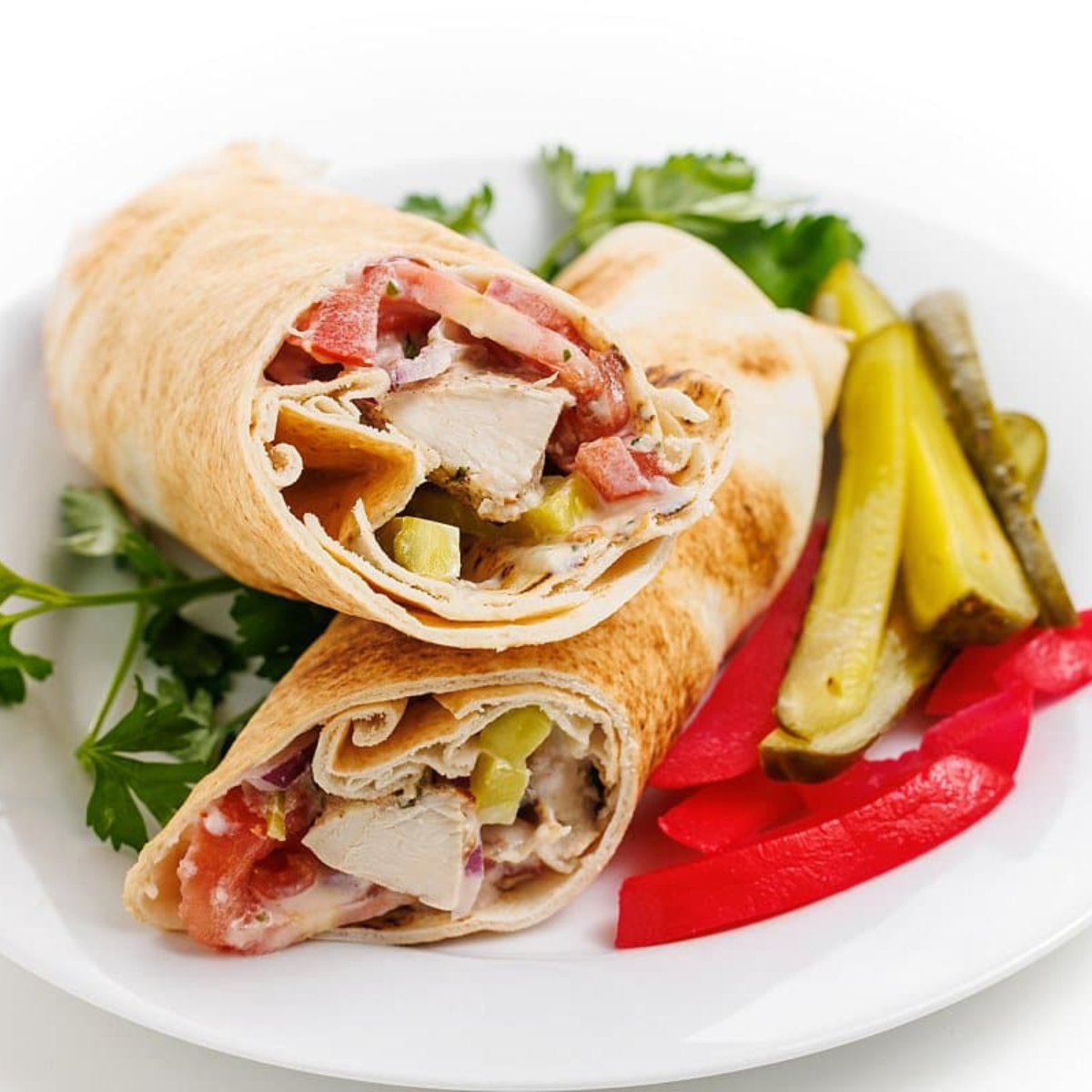 Chicken Shawarma Pita with Tahini Garlic Sauce